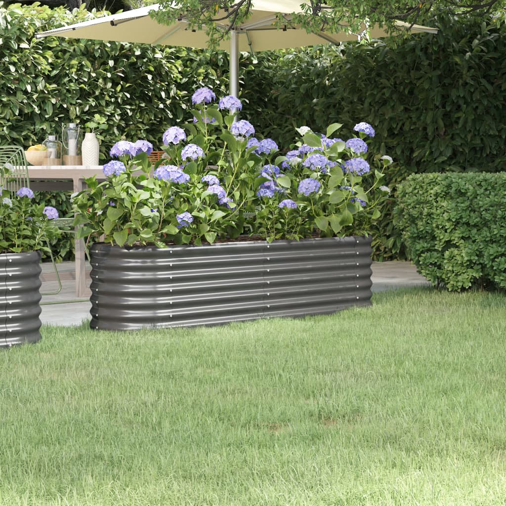 Høybed pulverlakkert stål 152x40x36 cm grå