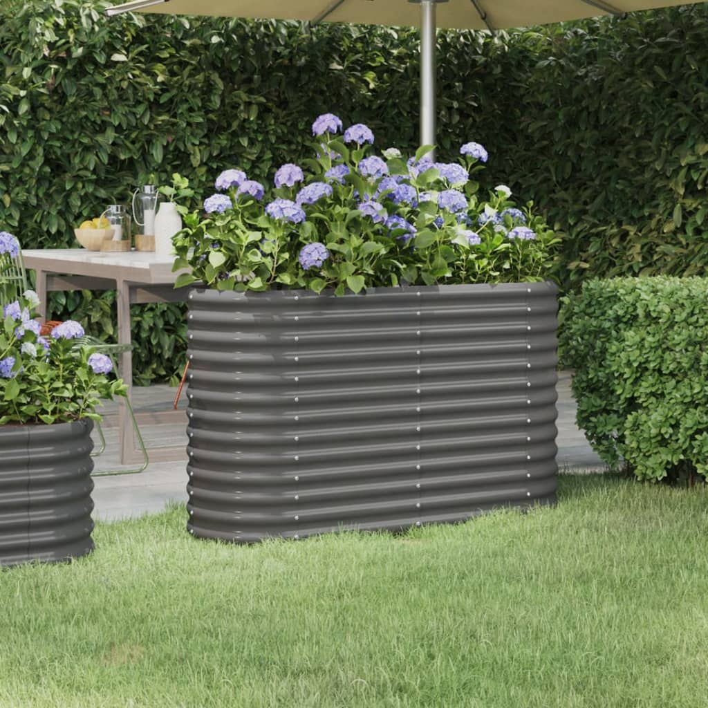Høybed pulverlakkert stål 114x40x68 cm grå