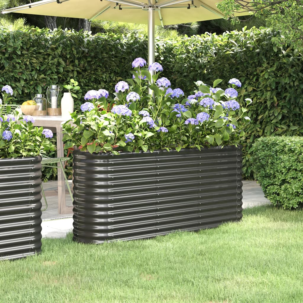 Høybed pulverlakkert stål 152x40x68 cm antrasitt