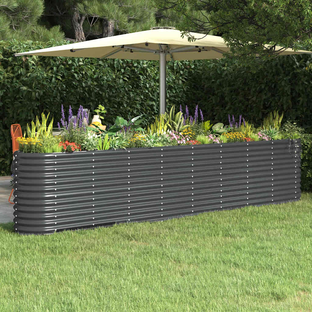 Høybed pulverlakkert stål 332x40x68 cm antrasitt