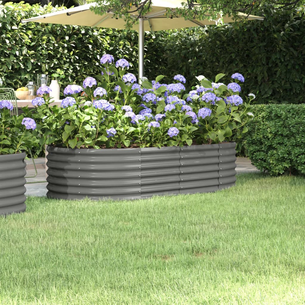 Høybed pulverlakkert stål 152x80x36 cm grå