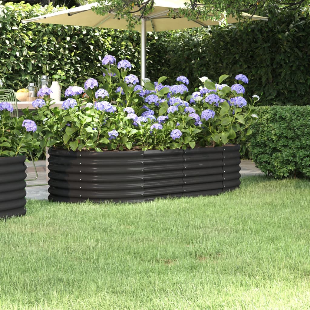 Høybed pulverlakkert stål 152x80x36 cm antrasitt