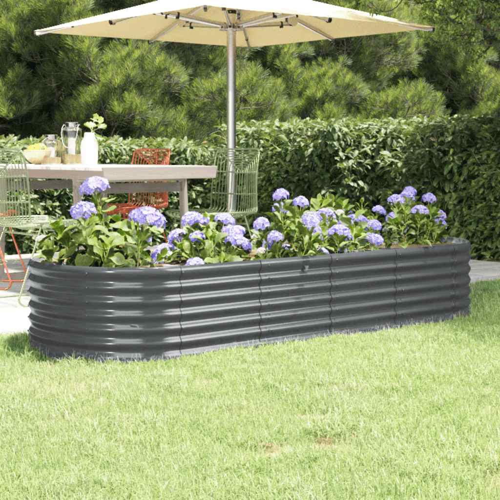 Høybed pulverlakkert stål 224x80x36 cm antrasitt