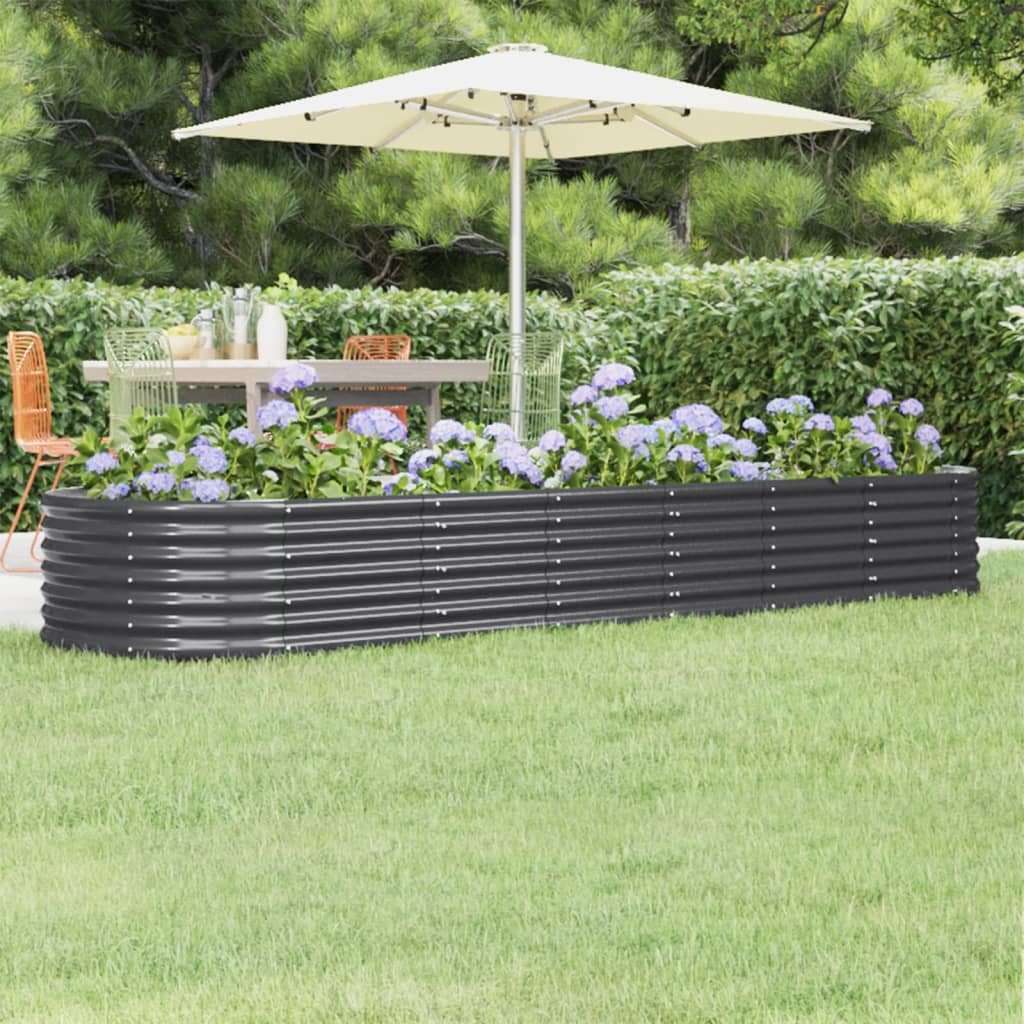 Høybed pulverlakkert stål 296x80x36 cm antrasitt