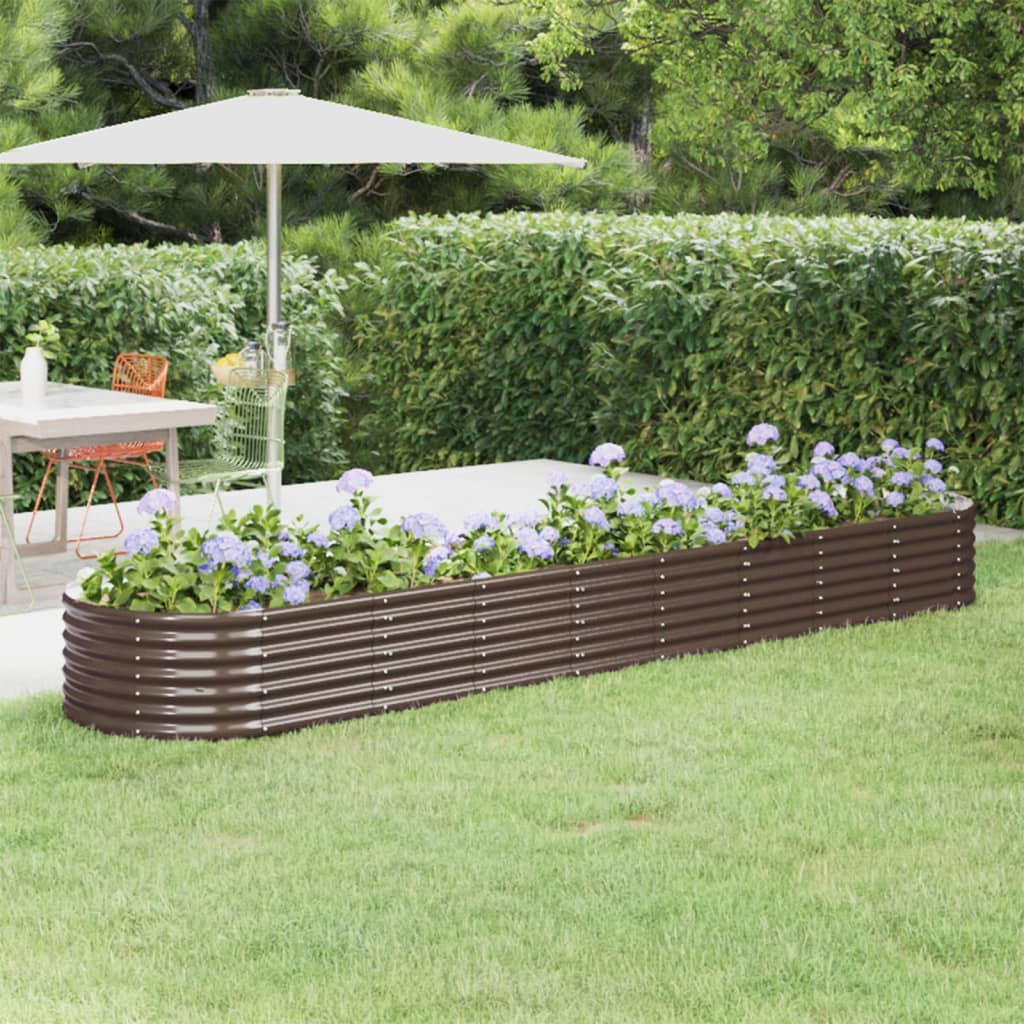 Høybed pulverlakkert stål 368x80x36 cm brun