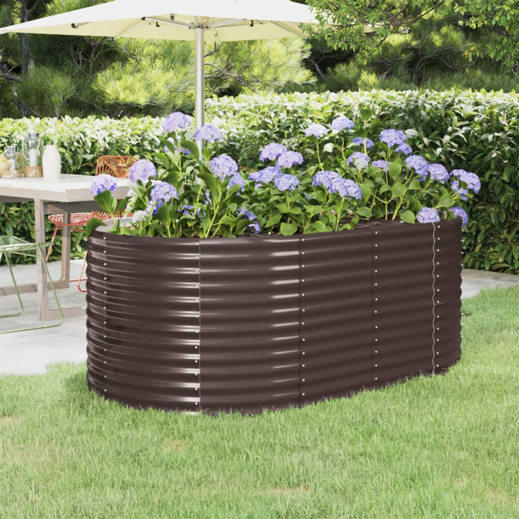 Høybed pulverlakkert stål 175x100x68 cm brun