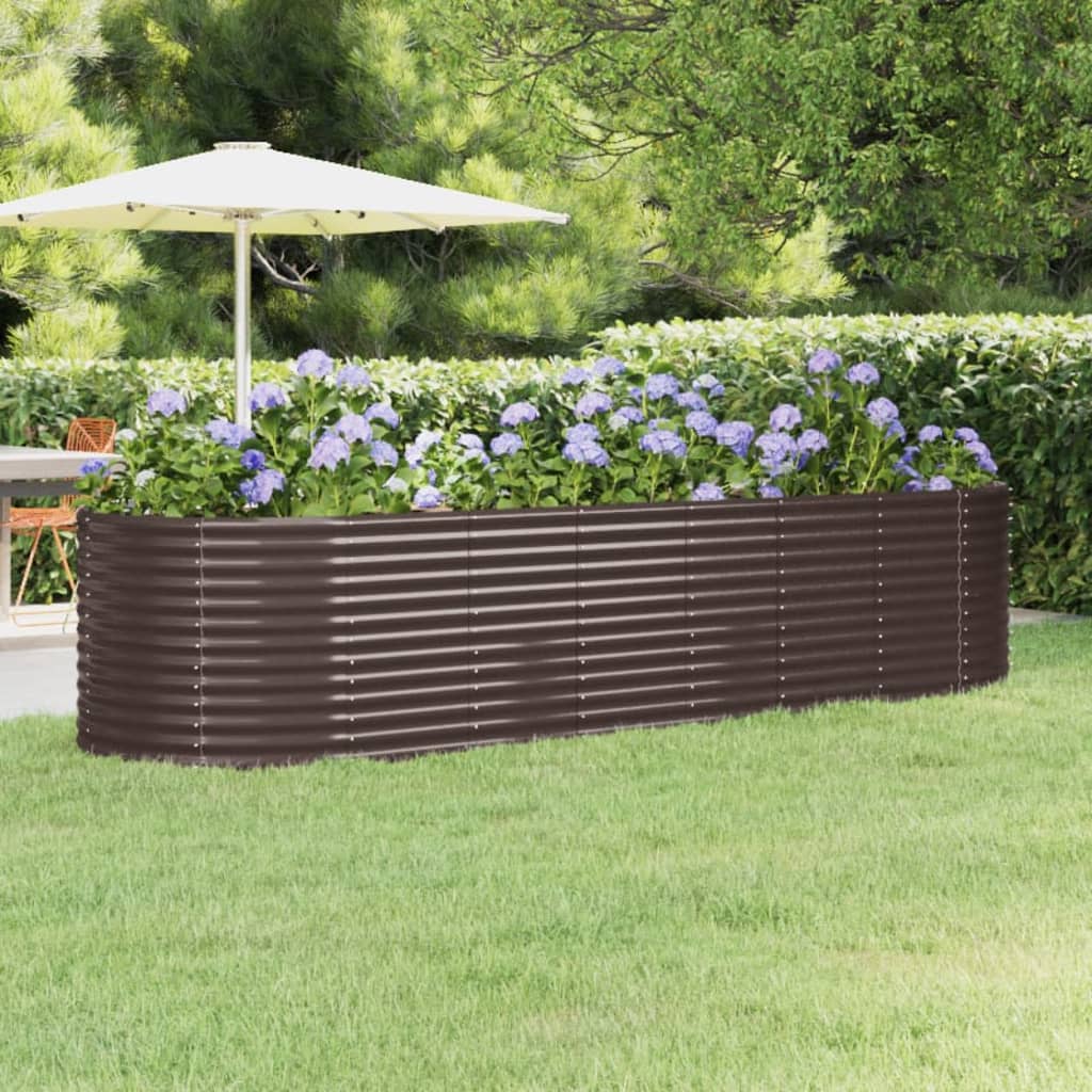 Høybed galvanisert stål 322x100x68 cm brun