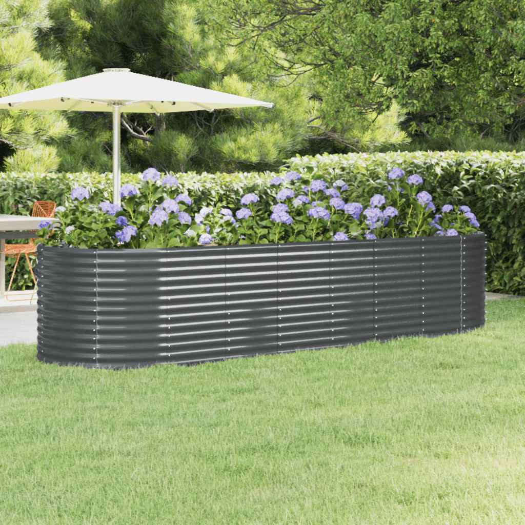 Høybed galvanisert stål 322x100x68 cm antrasitt