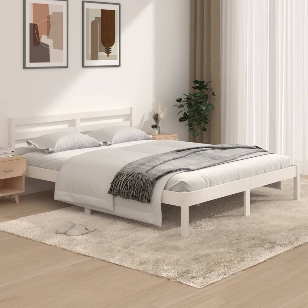 Sengeramme heltre furu 150x200 cm hvit 5FT King Size