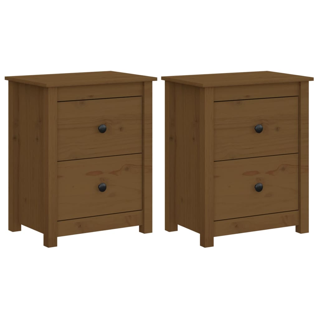 Nattbord 2 stk honningbrun 50x35x61,5 cm heltre furu