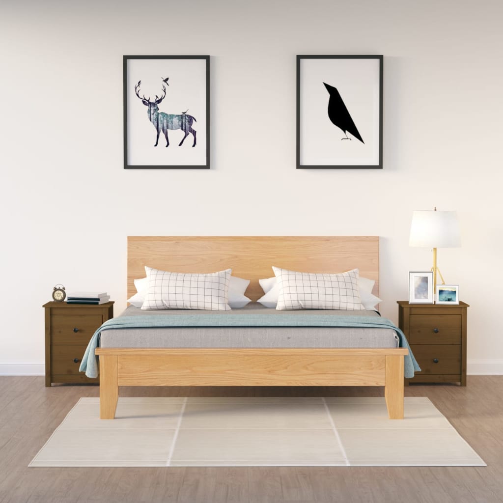 Nattbord 2 stk honningbrun 50x35x61,5 cm heltre furu