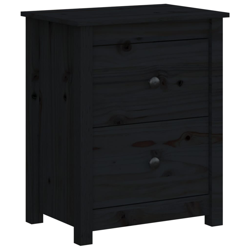 Nattbord svart 50x35x61,5 cm heltre furu