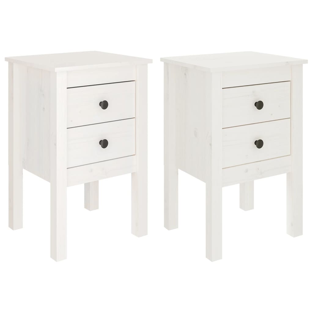 Nattbord 2 stk hvit 40x35x61,5 cm heltre furu