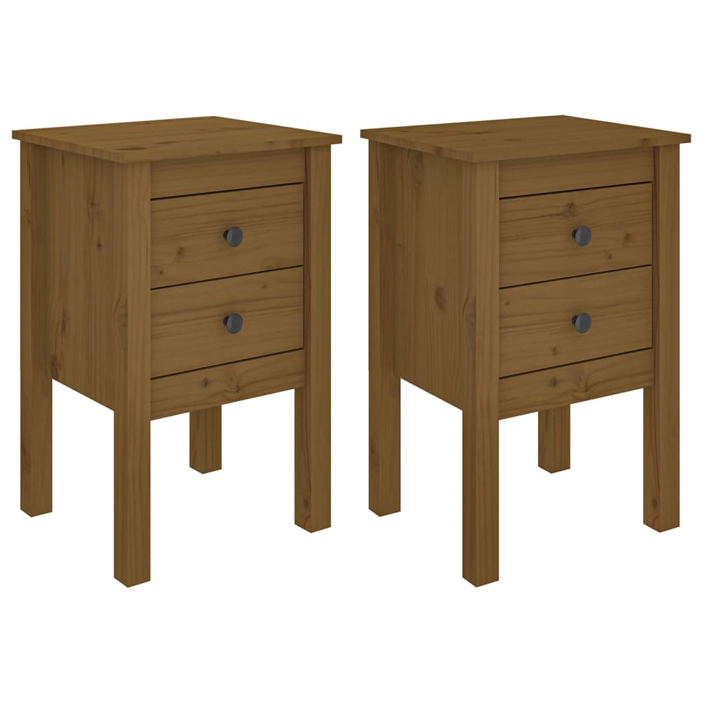 Nattbord 2 stk honningbrun 40x35x61 cm heltre furu