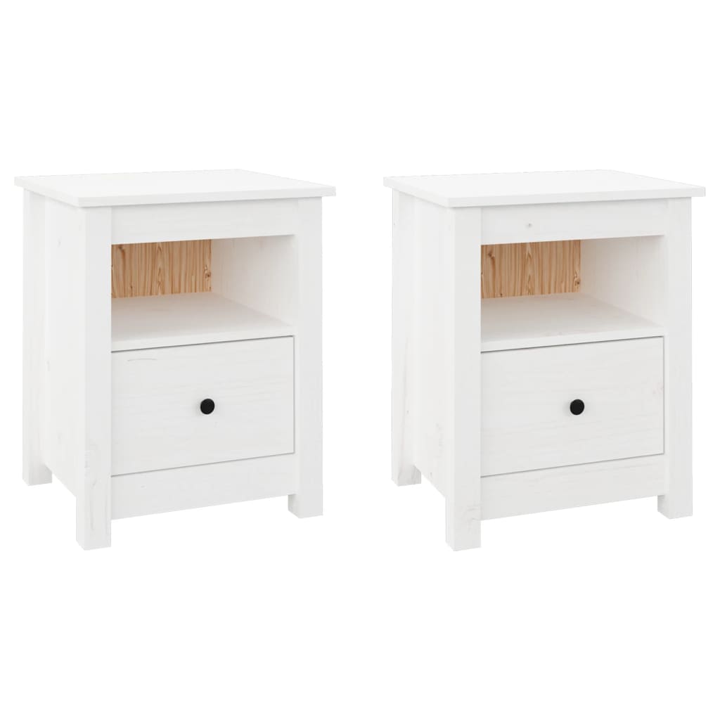 Nattbord 2 stk hvit 40x35x49 heltre furu