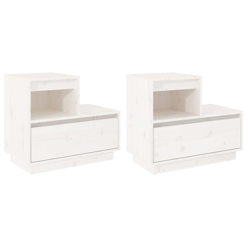 Nattbord 2 stk hvit 60x34x51 heltre furu