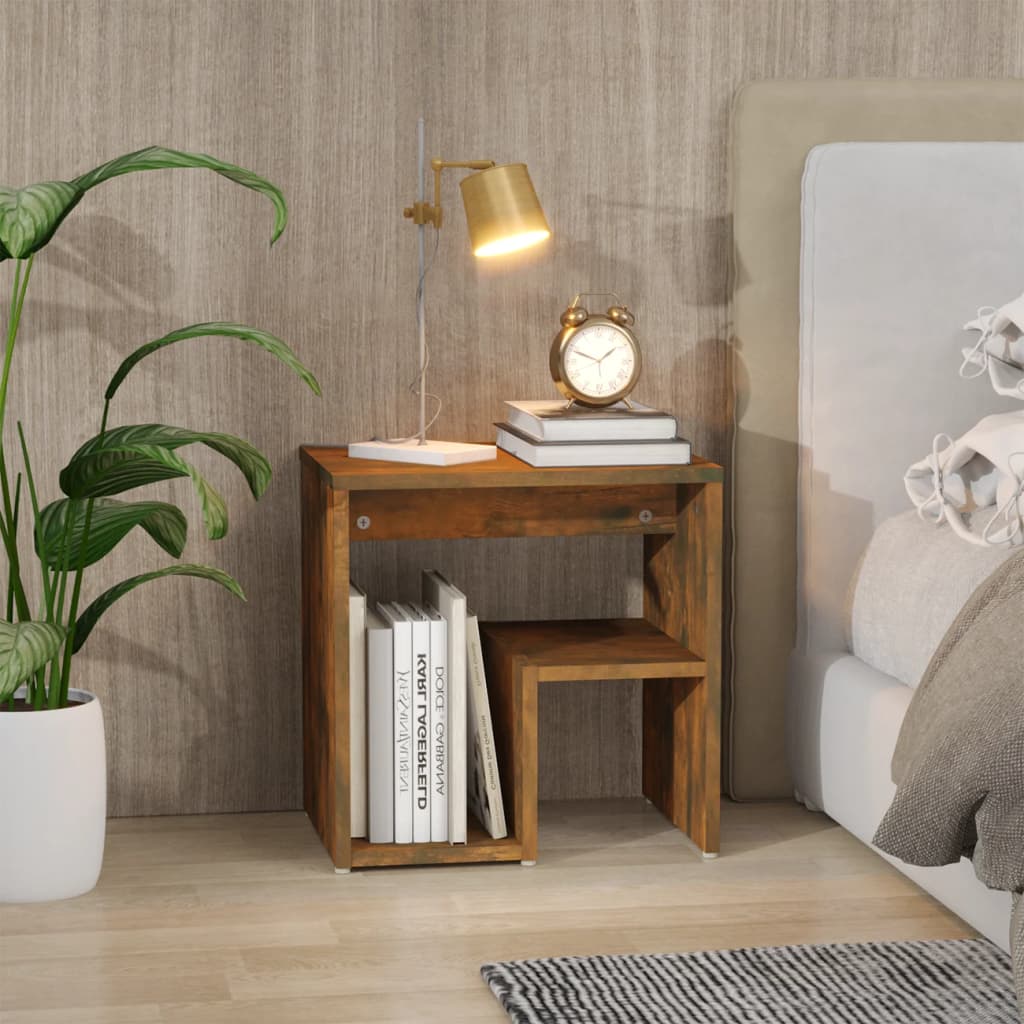 Nattbord røkt eik 40x30x40 cm konstruert tre