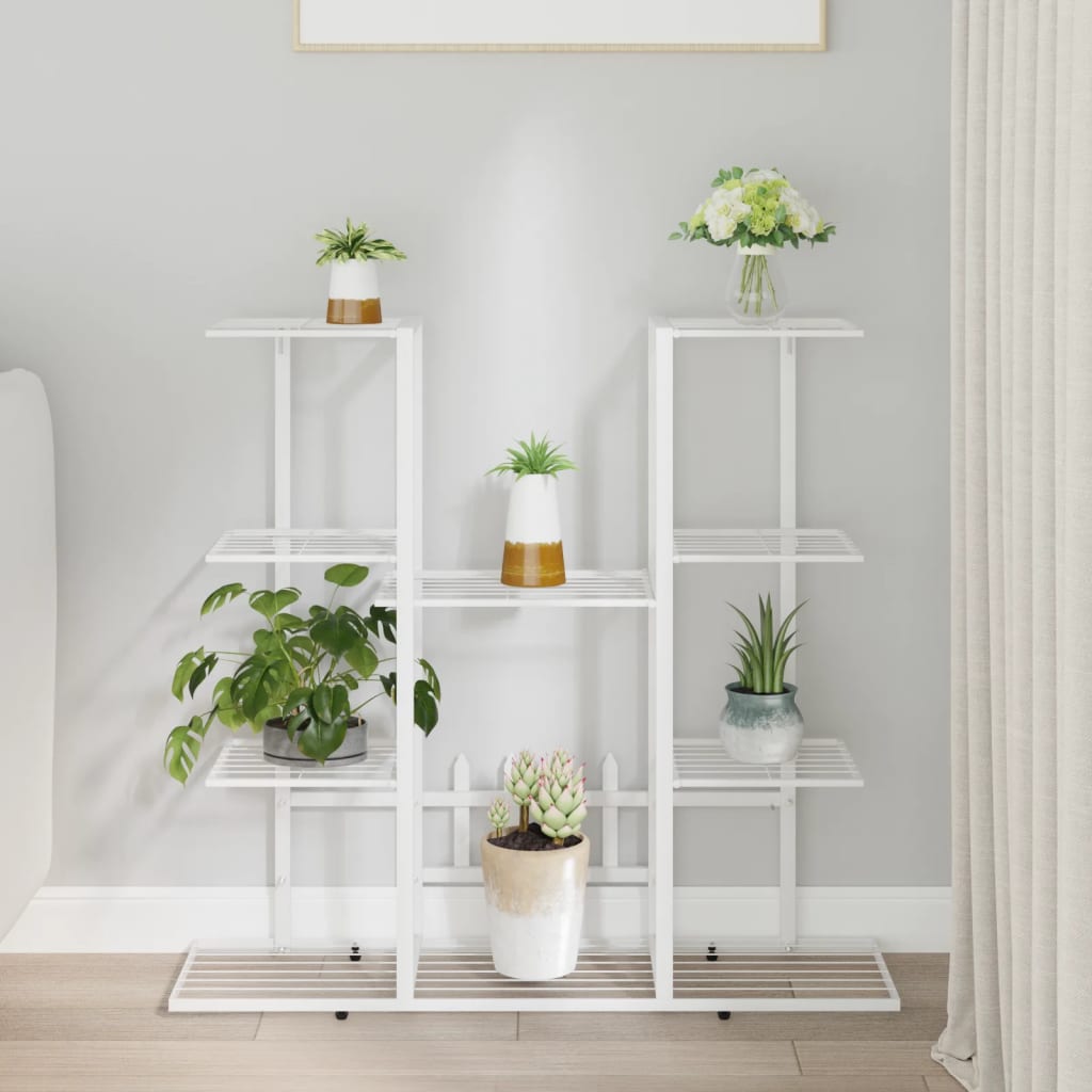 Blomsterstativ 94,5x25x89 cm hvit jern