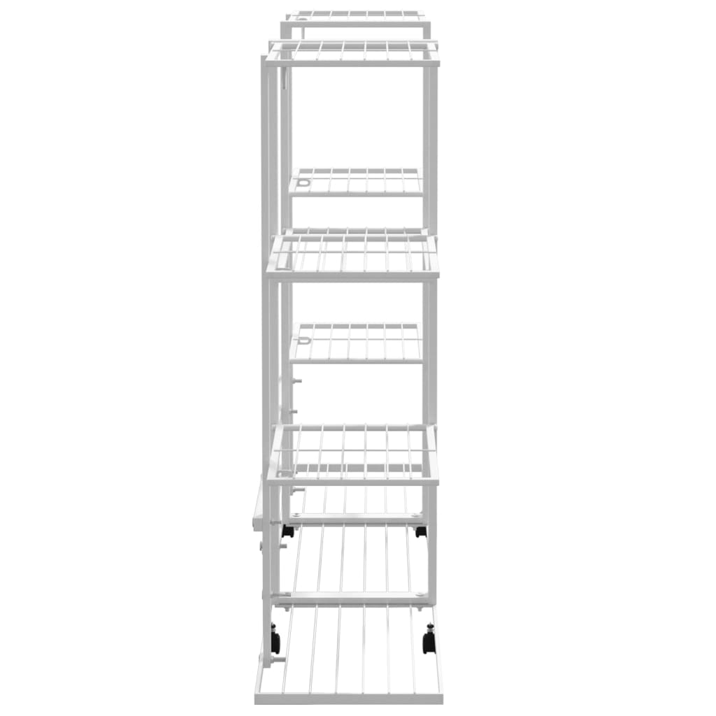 Blomsterstativ med hjul 94,5x24,5x91,5 cm hvit jern
