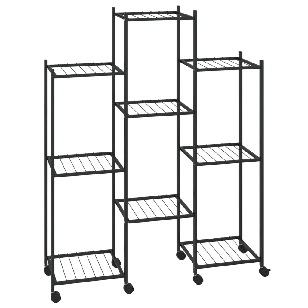 Blomsterstativ med hjul 83x25x103,5 cm svart jern