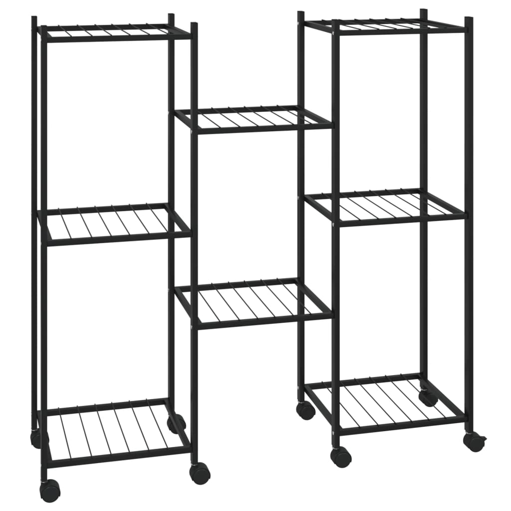 Blomsterstativ med hjul 83x25x83,5 cm svart jern
