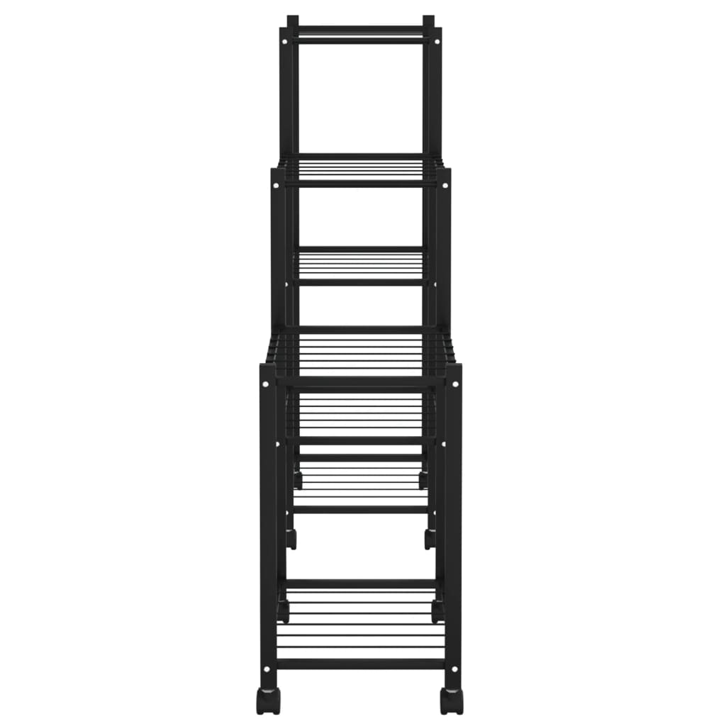 Blomsterstativ med hjul 83x25x83,5 cm svart jern