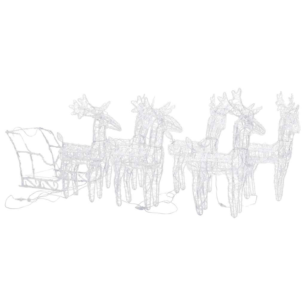 Reinsdyr og slede julepynt 320 lysdioder akryl