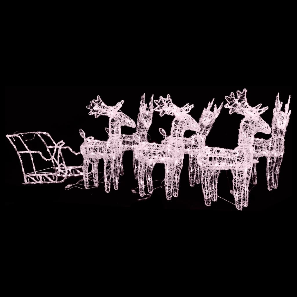Reinsdyr og slede julepynt 320 lysdioder akryl