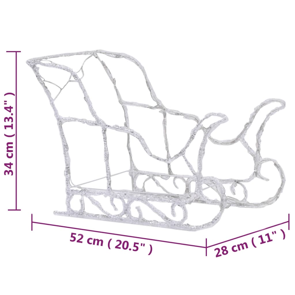 Reinsdyr og slede julepynt 320 lysdioder akryl