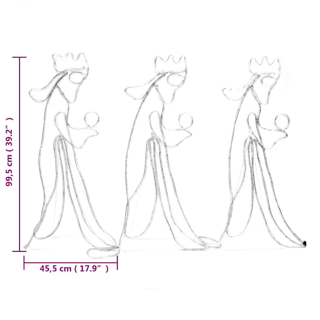 Hellige tre konger julefigur med 504 lysdioder 99,5x45,5 cm