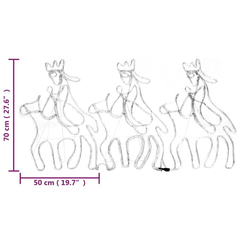 De tre vise menn julefigur med 504 lysdioder 70x50 cm