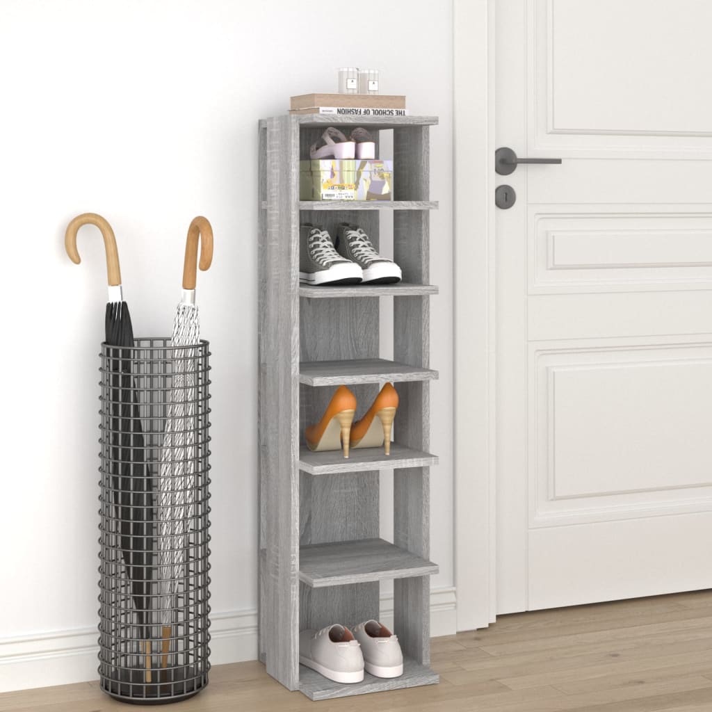 Skohylle grå sonoma 27,5x27x102 cm konstruert tre