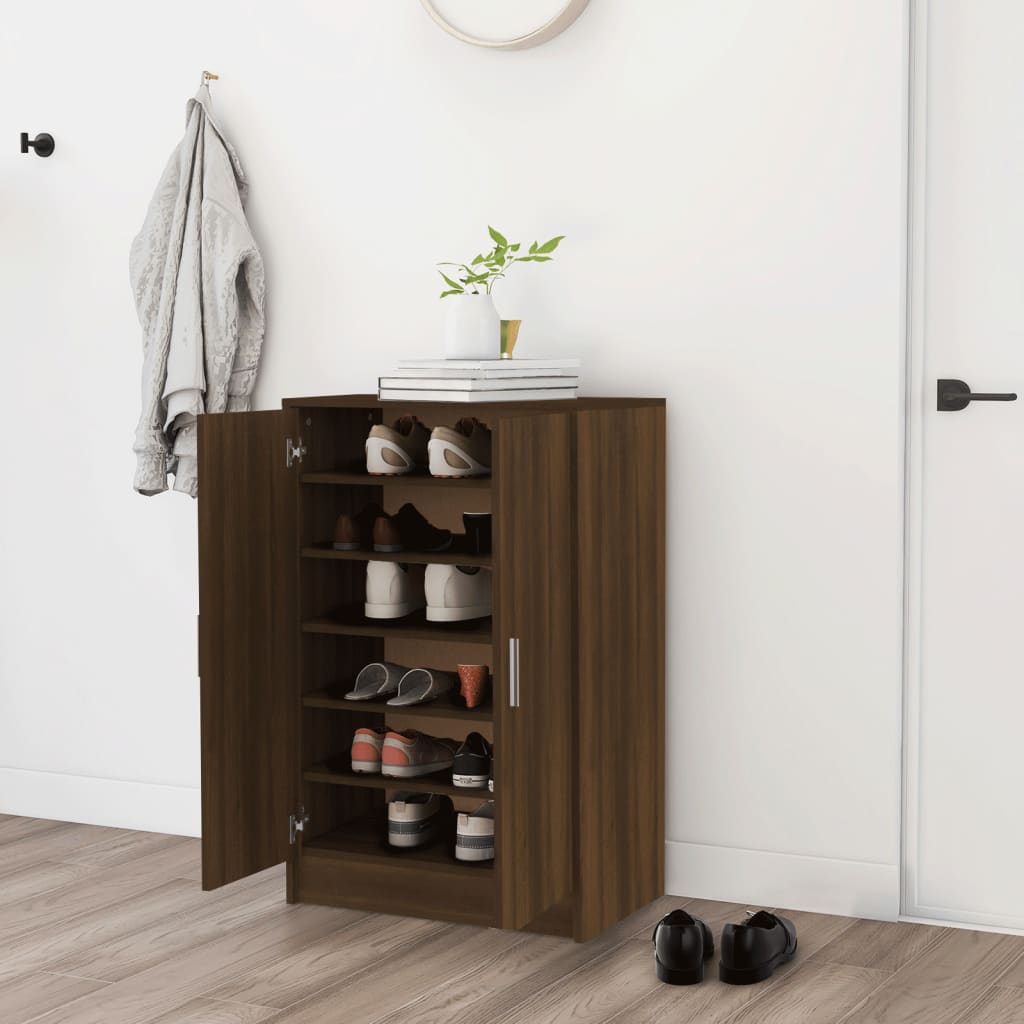 Skohylle brun eik 60x35x92 cm konstruert tre