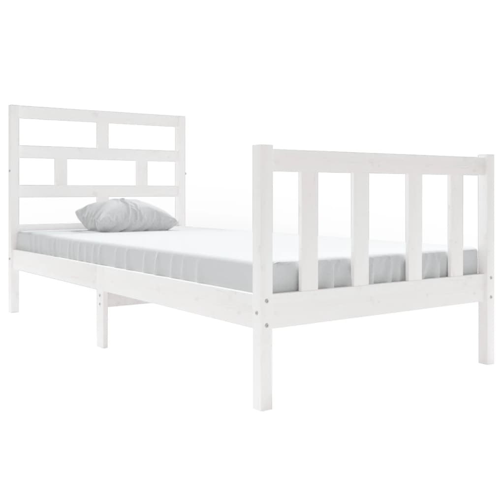 Sengeramme hvit heltre furu 90x190 cm Single