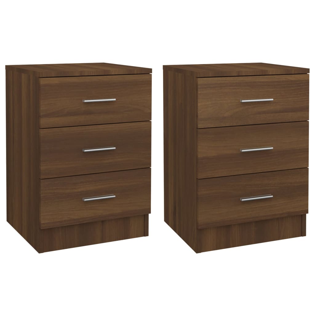 Nattbord 2 stk brun eik 38x35x56 cm konstruert tre