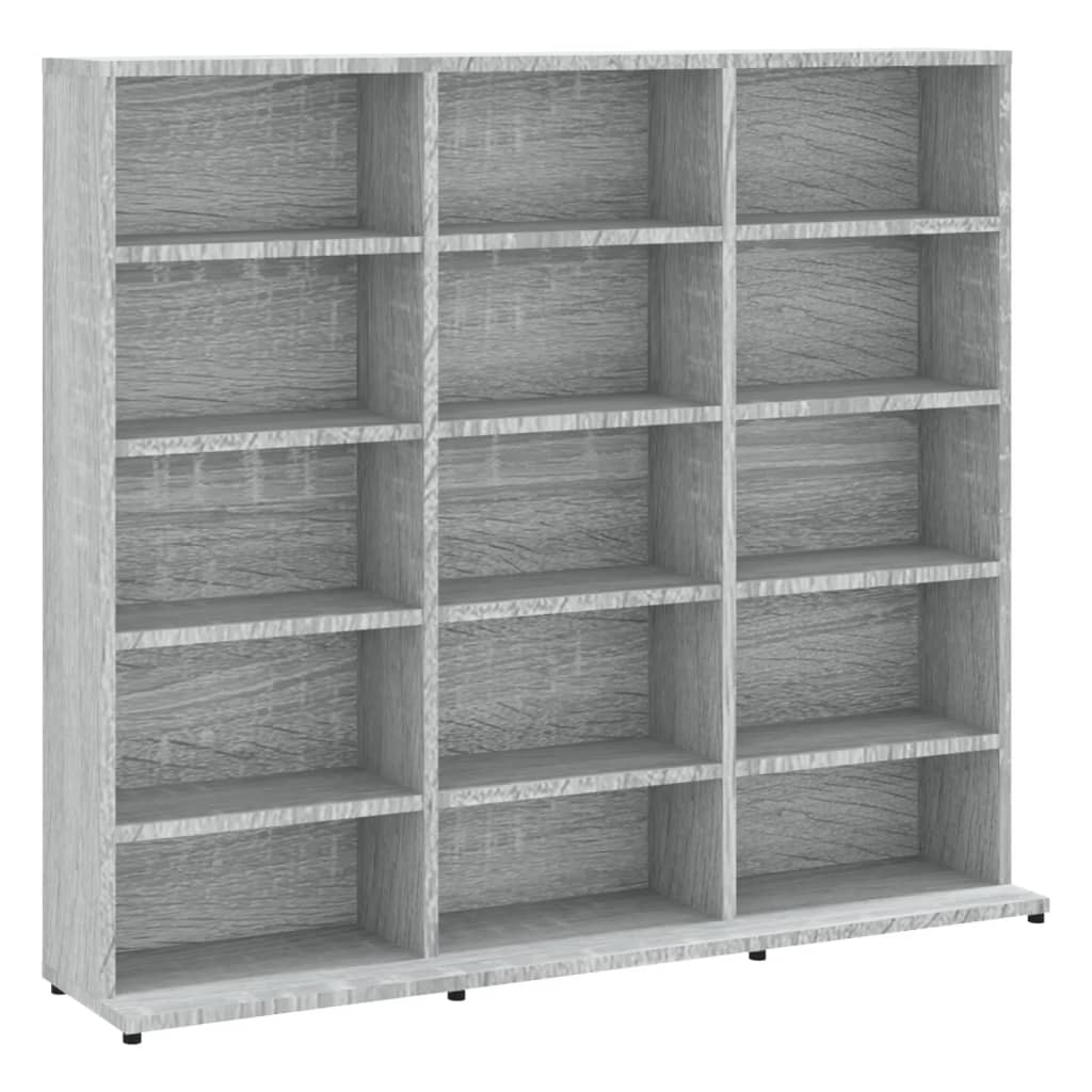 CD-skap grå sonoma 102x23x89,5 cm konstruert tre
