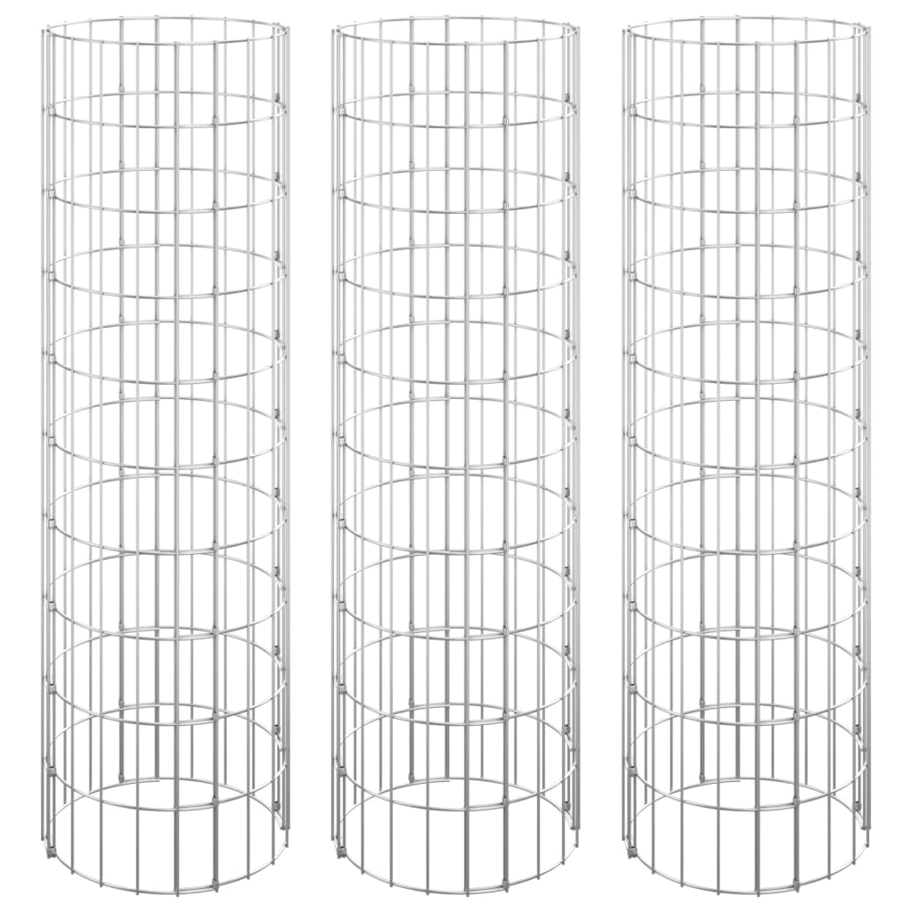 Sirkulær gabion høybed 3 stk galvanisert stål Ø30x100 cm