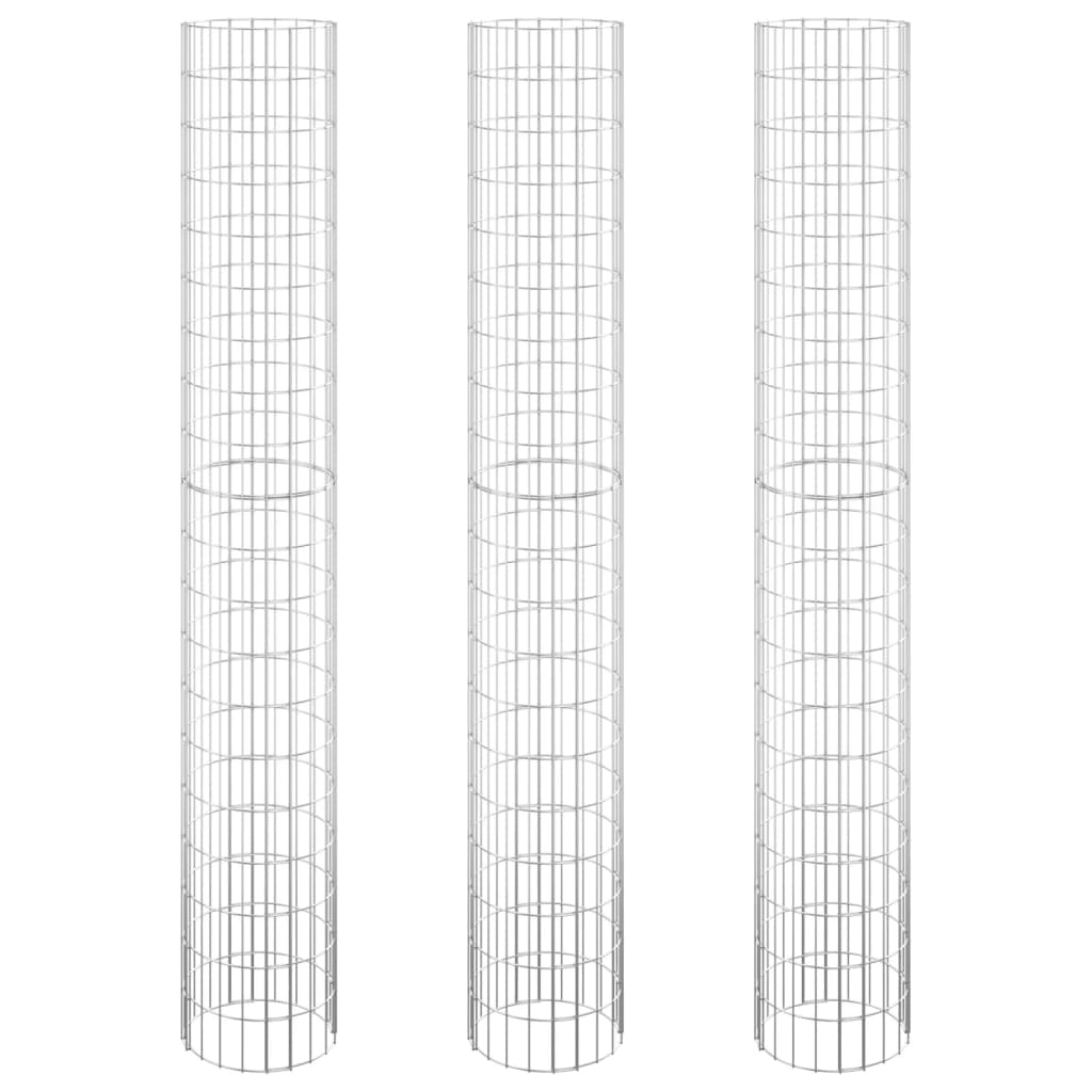 Sirkulær gabion høybed 3 stk galvanisert stål Ø30x200 cm