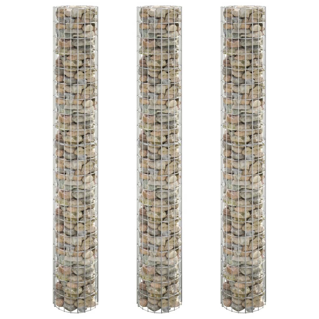 Sirkulær gabion høybed 3 stk galvanisert stål Ø30x200 cm