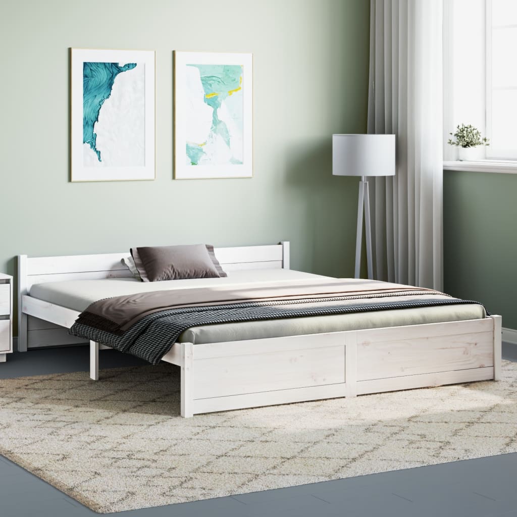 Sengeramme hvit heltre 150x200 cm 5FT King Size