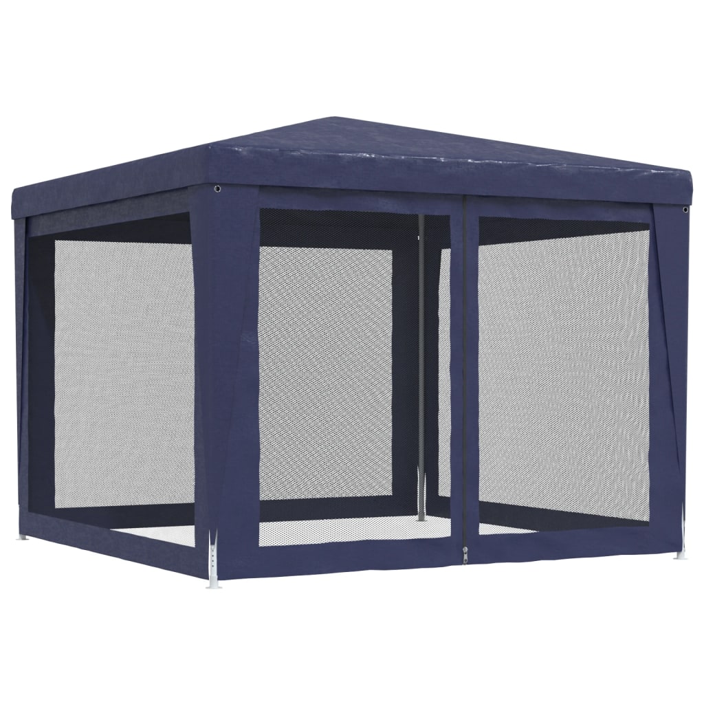 Festtelt med 4 sidevegger av netting blå 3x3 m HDPE