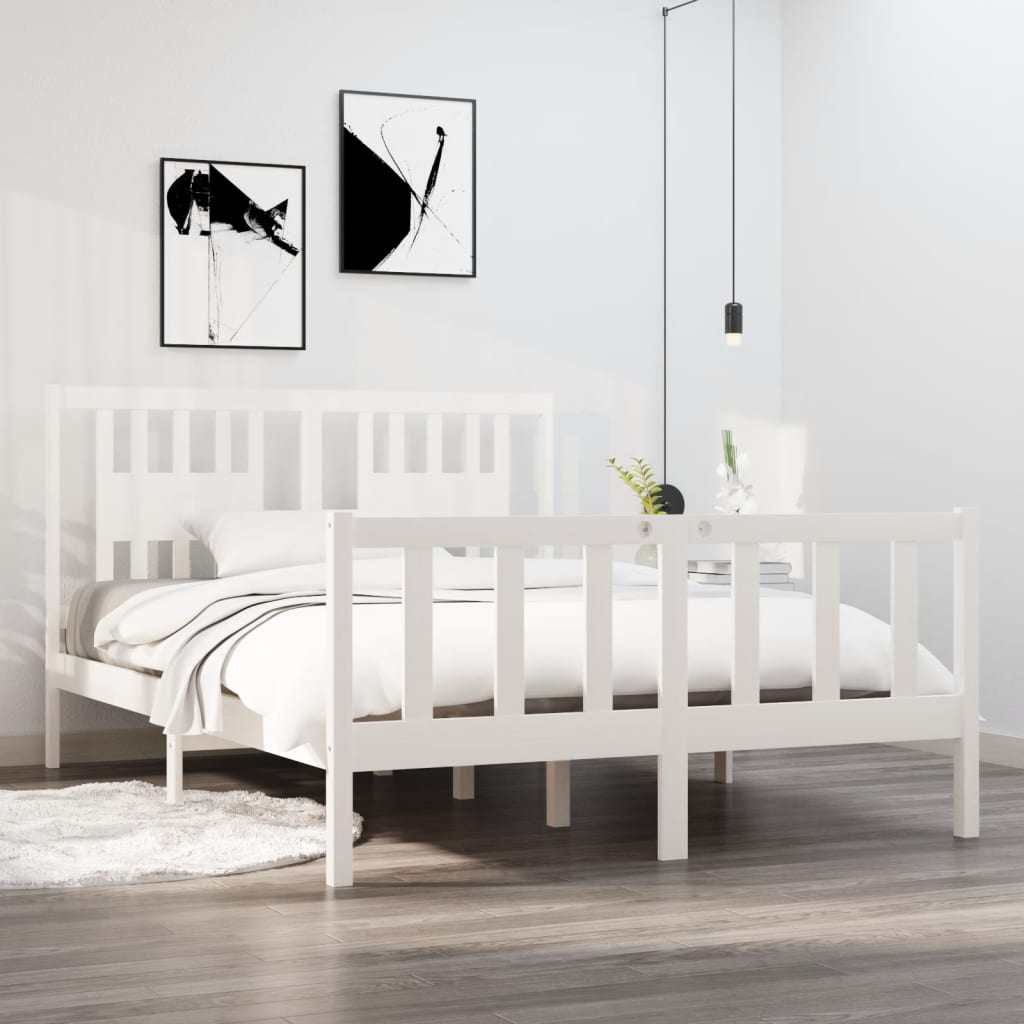 Sengeramme hvit heltre 140x190 cm