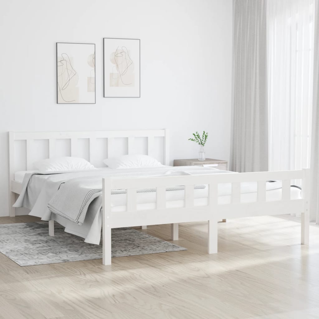 Sengeramme hvit heltre 150x200 cm 5FT King Size