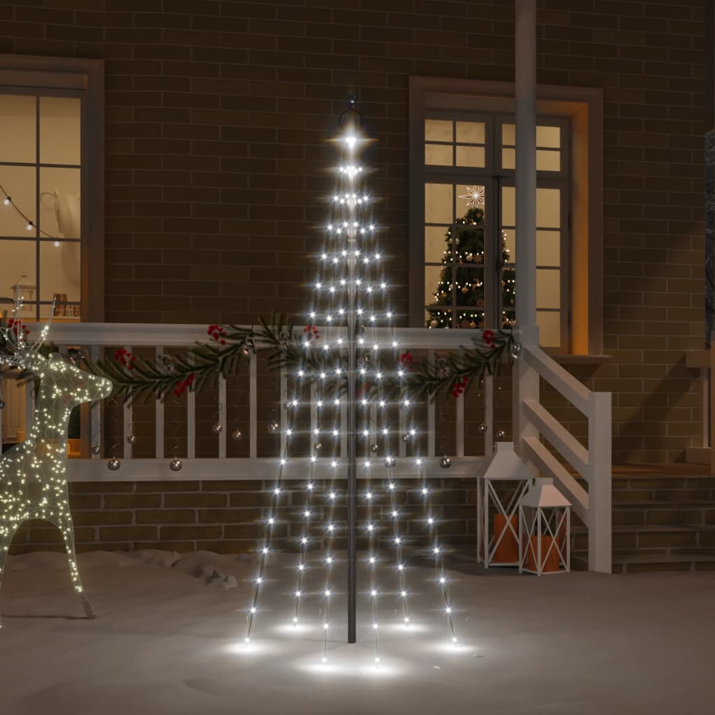 Juletre på flaggstang 108 LED kaldhvit 180 cm