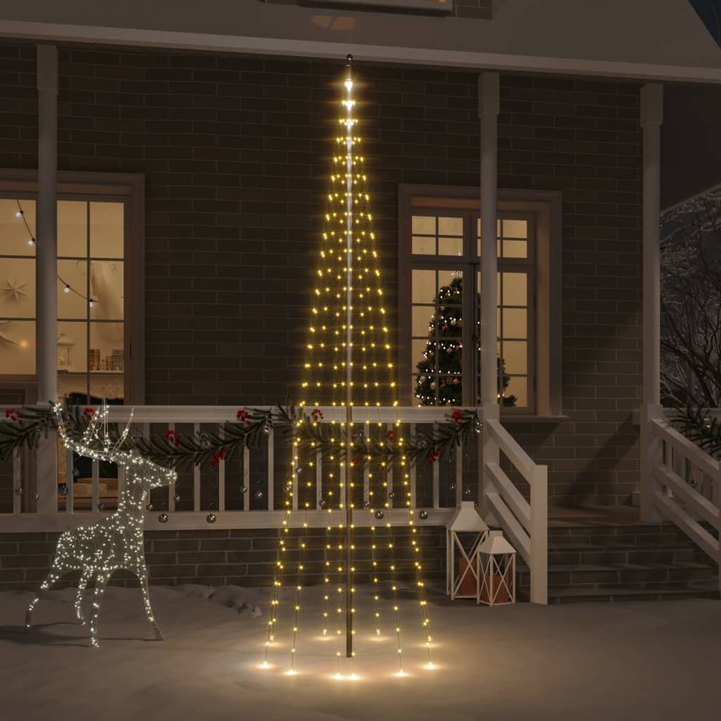 Juletre på flaggstang 310 LED varmhvit 300 cm