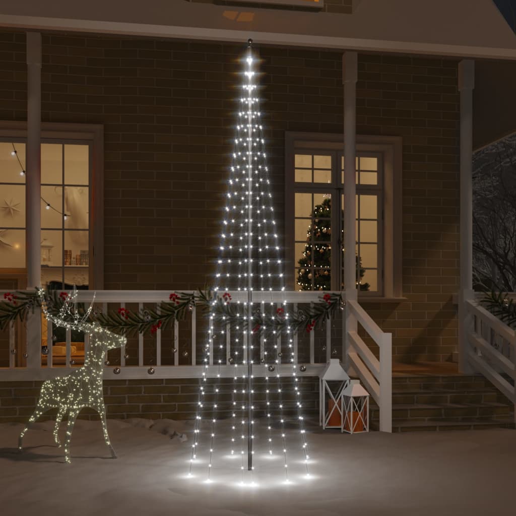 Juletre på flaggstang 310 LED kaldhvit 300 cm