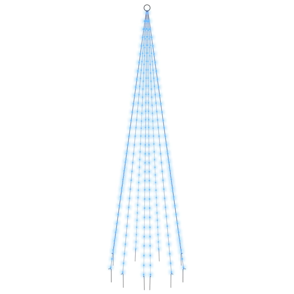 Juletre på flaggstang 310 LED blå 300 cm