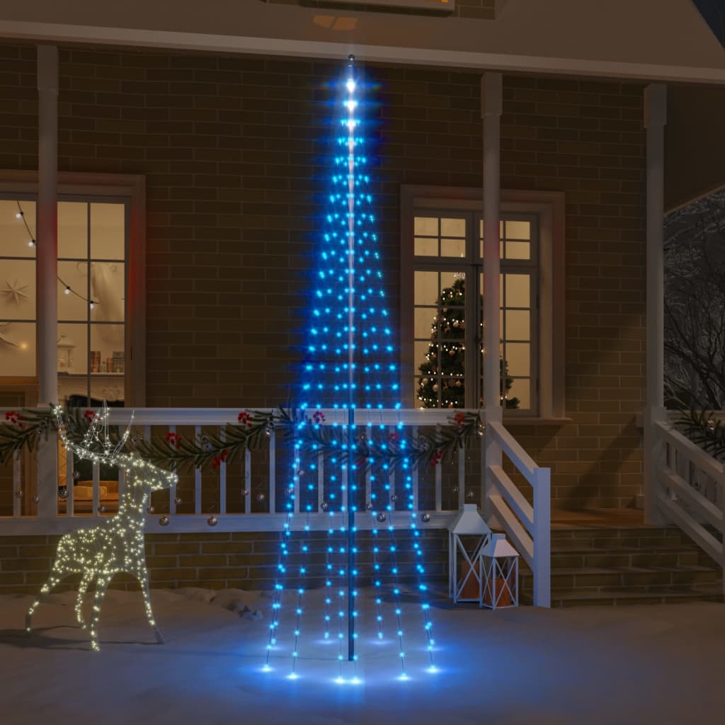 Juletre på flaggstang 310 LED blå 300 cm