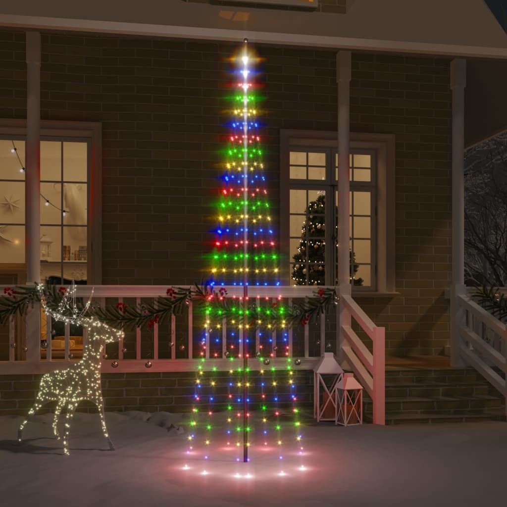 Juletre på flaggstang 310 LED fargerik 300 cm