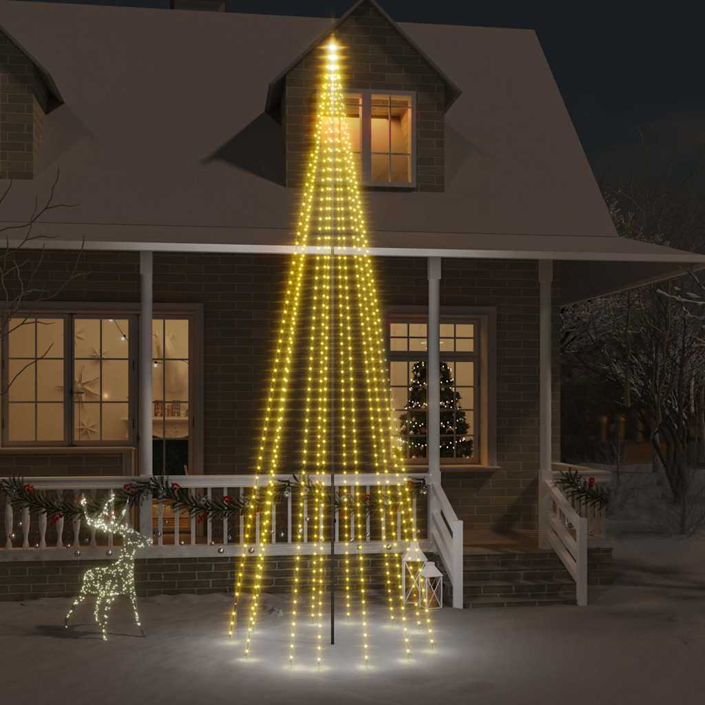 Juletre på flaggstang 732 LED varmhvit 500 cm